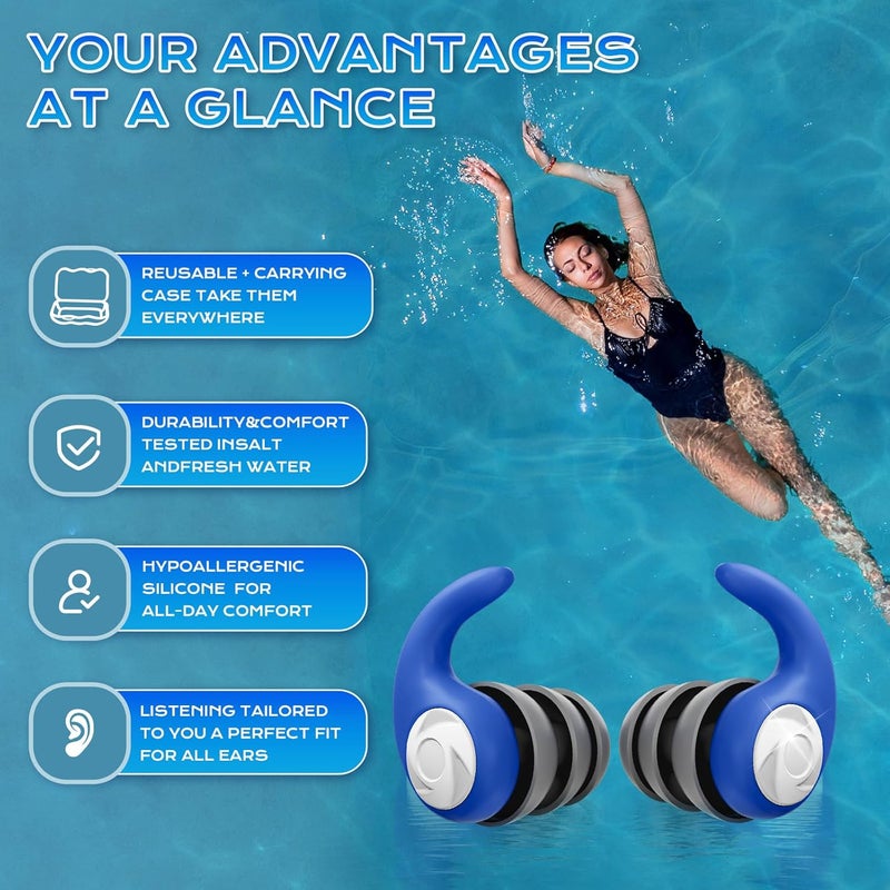 ANANJY Waterproof Swimming Ear Plugs for Kids - 3 Pairs of Reusable Soft Silicone Swim Earplugs,Ear Protection for Children (4-12 Years Old) - Ideal for Surfing, Diving, Pool, Showering, and Water Sports - Image 3
